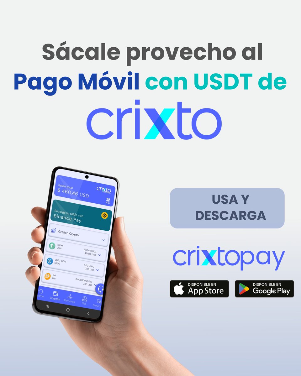 Sácale provecho al Pago Móvil con USDT de CRIXTO 

Descarga Crixto pay