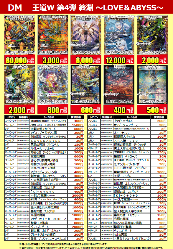 ☆新作トレカ買取情報☆ 最新弾 #デュエルマスターズ 王道W 第4弾 終淵