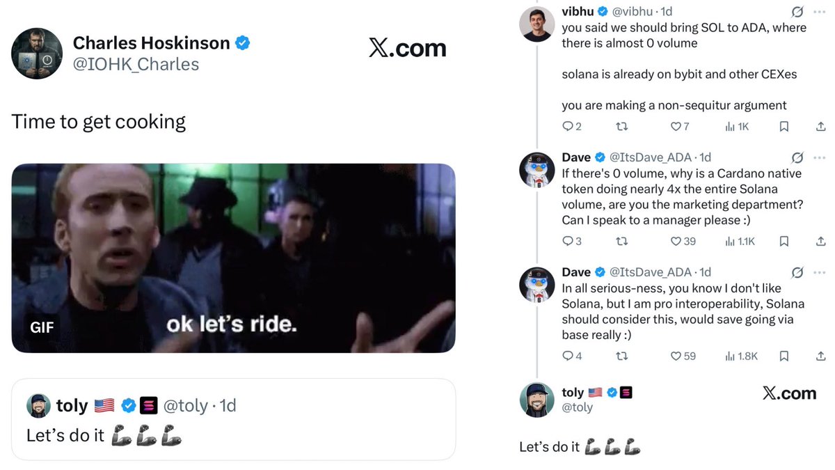 DegenerateNews's tweet image. NEW: CARDANO FOUNDER @IOHK_Charles AND SOLANA CO-FOUNDER @toly WANT TO BRIDGE SOL TO ADA