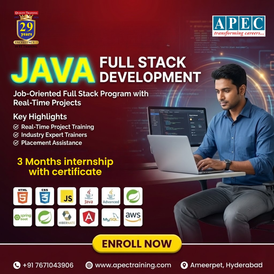 apecITtraining's tweet image. 🚀 Become a Job-Ready Java Full Stack Developer!

Learn with real-time projects, expert trainers &amp;amp; placement support.

🎓 3 Months Internship + Certificate
📍 Ameerpet, Hyderabad

📞 7671043906
🌐 apectraining.com

#APECTraining #JavaFullStack #ITCareers