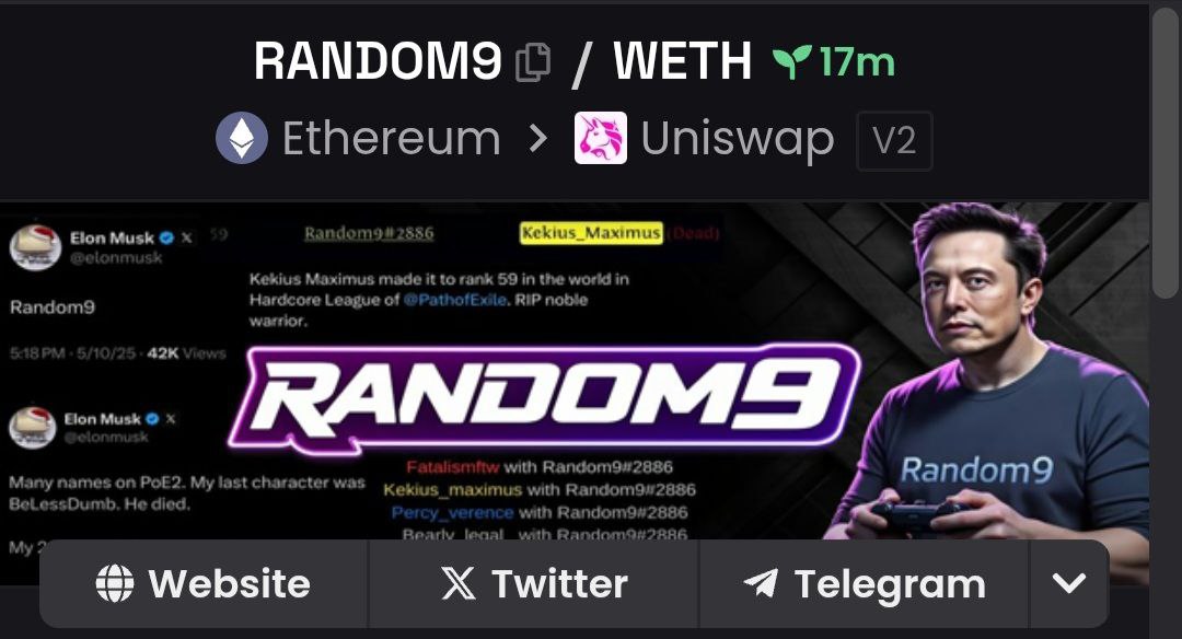 <a href="/dexscreener/">DEX Screener</a> updated!

#RANDOM9 

dexscreener.com/ethereum/0x4A6…