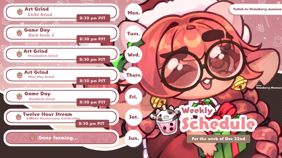 I forgot to keep uploading. Anyways, here's a schedule for this week!