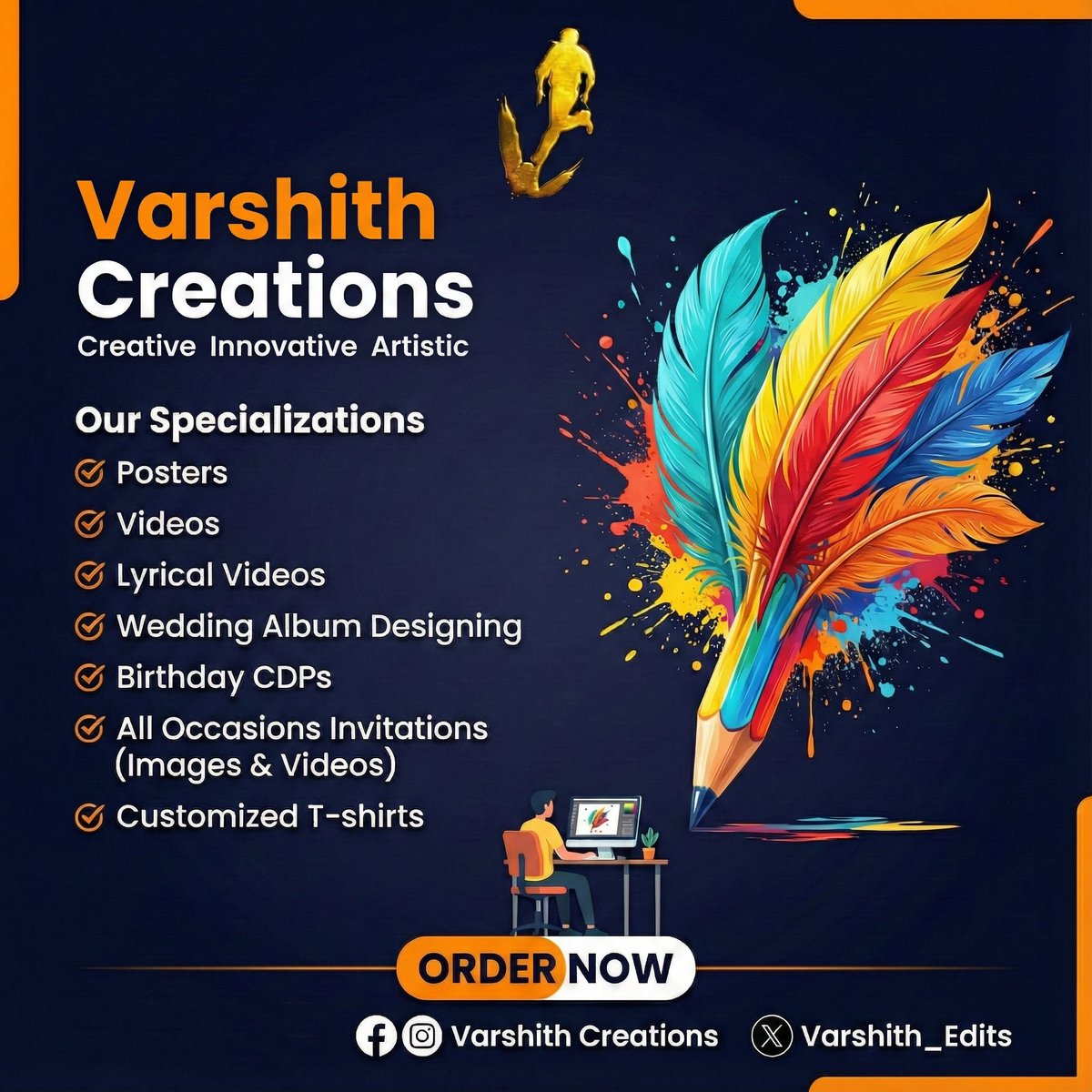 Varshith_Edits's tweet photo. 𝐕𝐚𝐫𝐬𝐡𝐢𝐭𝐡 𝐂𝐫𝐞𝐚𝐭𝐢𝐨𝐧𝐬
we craft creative, innovative &amp; artistic designs that bring your moments to life 🎨🎥

Posters | Videos | Lyrical Videos | Wedding Albums | Invitations | Custom T-Shirts

📩 DM to order now!

#VarshithCreations #VarshithEdits https://t.co/yypP1yBaJl