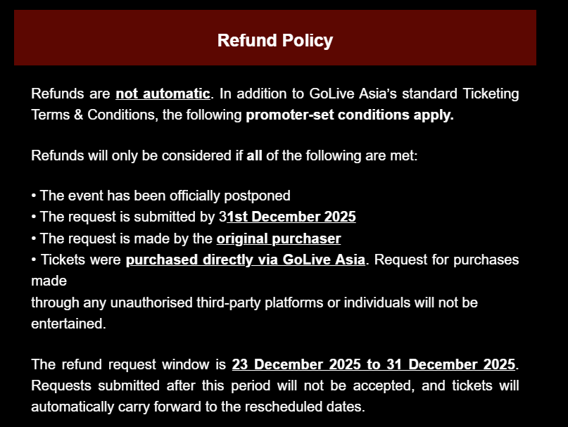 urjoblessfan's tweet photo. so MCR offer refund BUT  they ask for valid supporting documentation for a refund request ??? as if yg postpone the concert is orang lain. make it make sense. dah la short period je refund tu.

BEBAL https://t.co/tTmeUTN1pk
