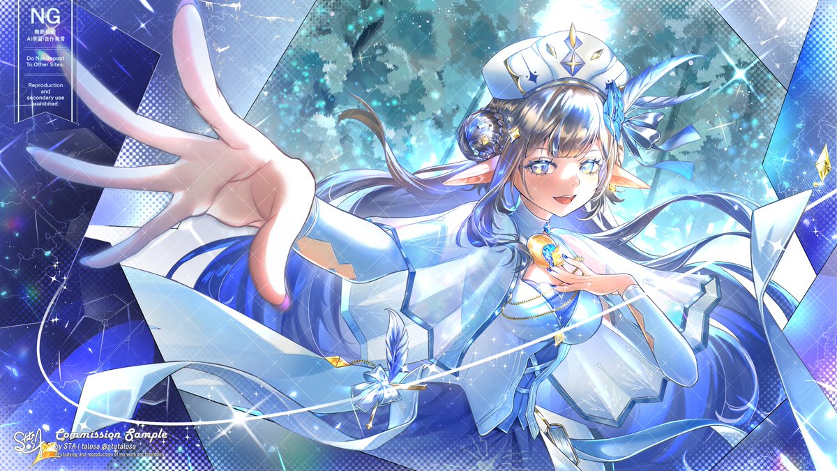 【commission🗝️】
負責了彌忘ヨイ(@/miwasu_yoi) 的三週年生日主視覺圖，也很慶幸插畫能被製作成一系列週邊產品！預購也在進行中🏁
期待ヨイ未來的活動和更多有趣的企劃，祝三週年和生日快樂🔷🌙！感謝ヨイ委託💙

#今ヨイBDAY2025 #ヨイのART #papricomms