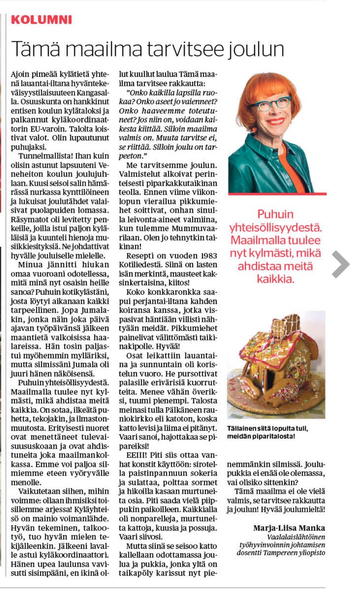 Jännitti.Puhuin kotikylästäni Veneheitosta, josta löytyi aikanaan kaikki tarpeellinen. Jopa Jumalakin, jonka näin joka päivä ajavan työpäivänsä jälkeen maantietä valkoisissa haalareissa. Hän tosin paljastui myöhemmin mylläriksi, mutta silmissäni Jumala oli juuri hänen näköisensä.