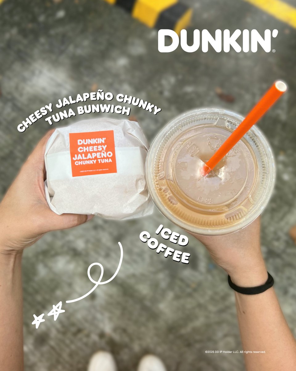 dunkinph's tweet image. Found my on-the-go fave combo – #CheesyJalapeñoChunkyTunaBunwich and #IcedCoffee #DunkinPH