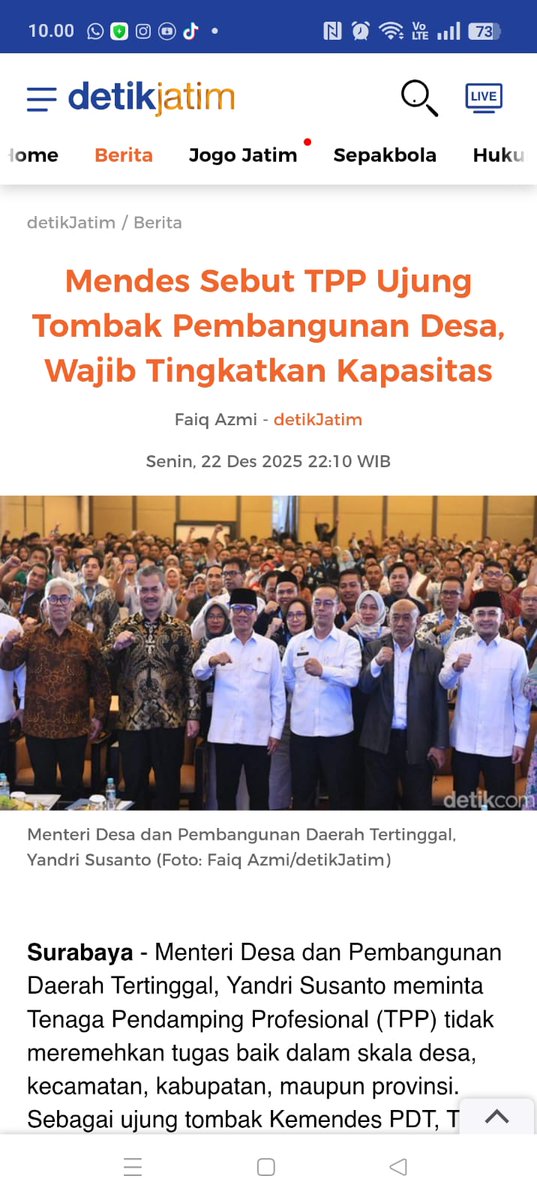 "TPP ujung tombak pembangunan desa, untuk itu harus terus meningkatkan kapasitas"

#TPPUjungTombakPembangunanDesa
#MenteriDesaPeduliTPP
#PendampingDesaUjungTombakPembangunan

<a href="/prabowo/">Prabowo Subianto</a>
<a href="/YandriSusanto/">Yandri Susanto</a>
<a href="/ArizaPatria/">Ariza Patria</a>
<a href="/KerjaSeskabRI/">Letkol Teddy Indra Wijaya</a>