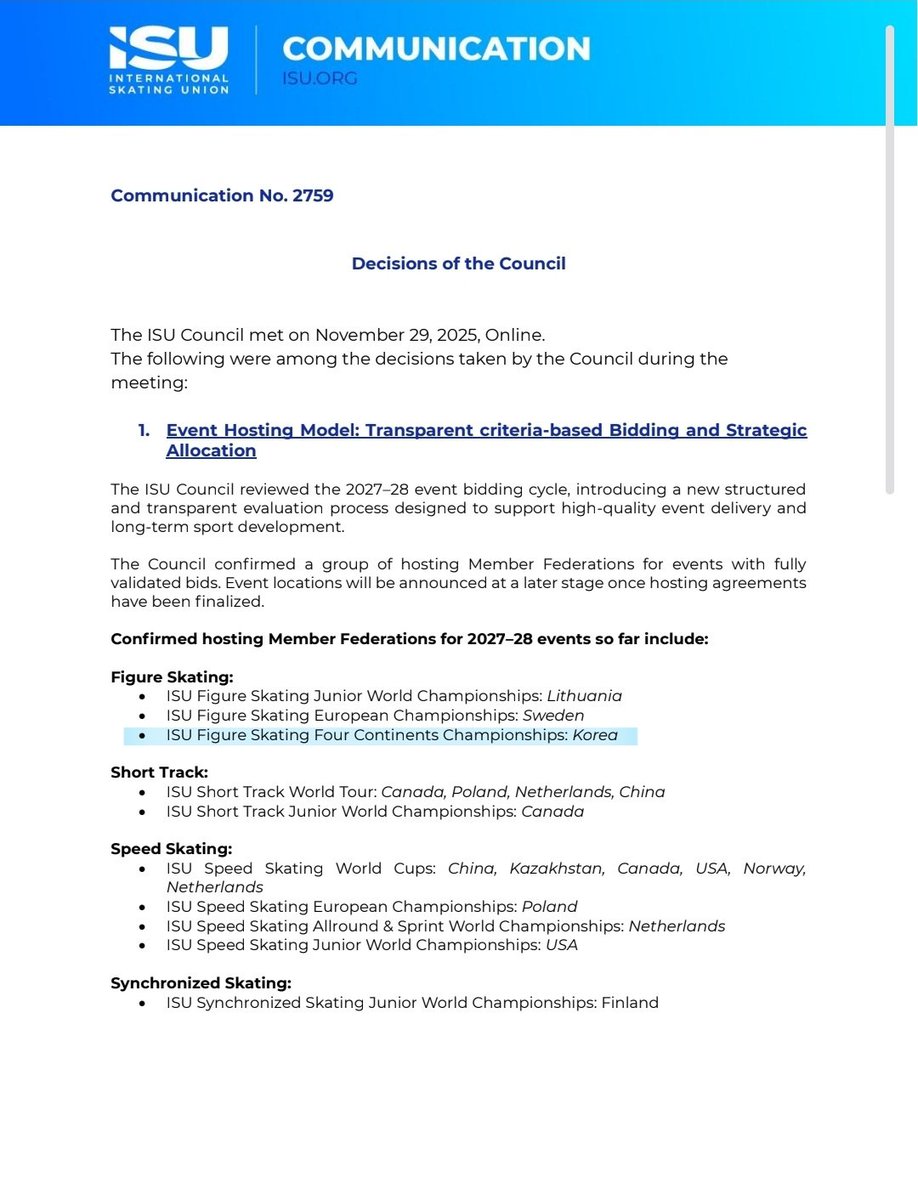 limjung22's tweet image. 27-28 시즌 사대륙 한국 개최