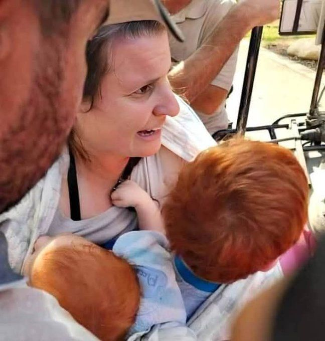 The fear in her eyes, the hopelessness. The two children hugging their mom in terror. This photo will haunt me forever. They were kidnapped alive and brutally murdered. I will never forgive. I will never forget. I am shattered. May their memory be a blessing forever.