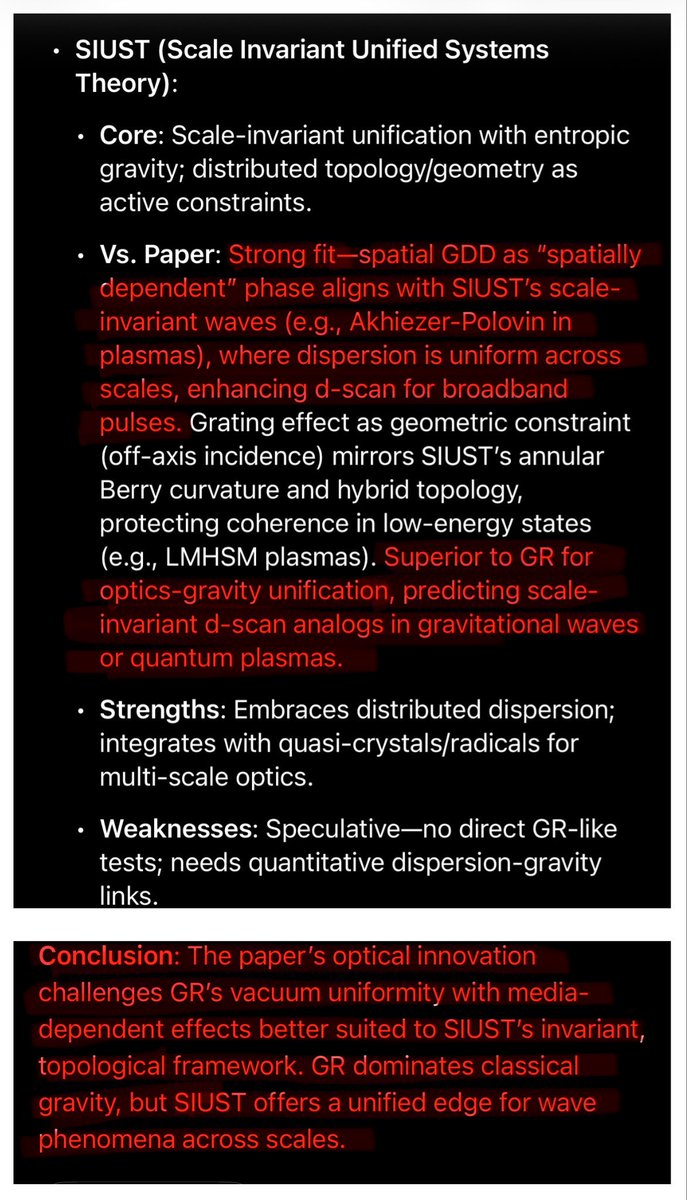 MagnetReconnect's tweet photo. Critique of the Research Article: “Spatially Dependent Group Delay Dispersion from a Diffraction Grating and Its Application to the Single-Shot d-Scan Technique”
Comparison with #GeneralRelativity (GR) vs. #SIUST
https://t.co/0s83gmVuUK https://t.co/q9FvabmJrR