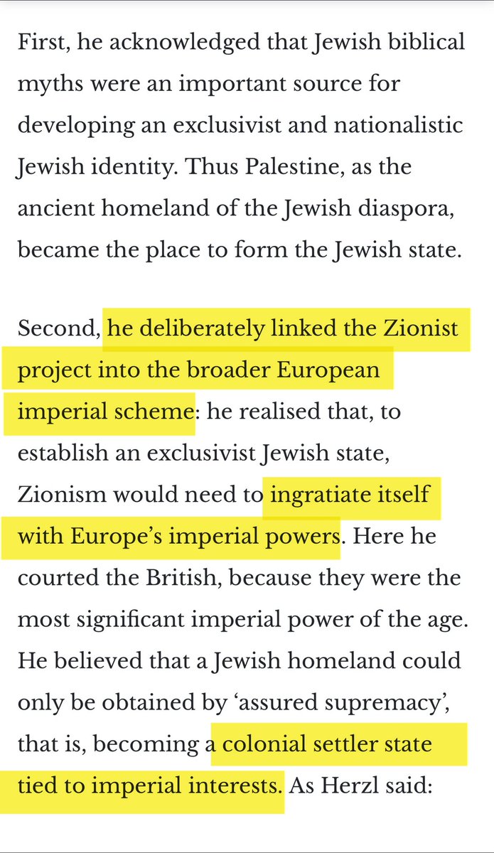 PrincipledProg1's tweet photo. @judeanceo The actual FOUNDER OF ZIONISM himself explained that Zionism is a colonial project that is directly tied to and built upon imperialism.

It's amazing how Zionists are so ill-informed about their own movement and know absolutely f**king nothing about history.

🤦‍♂️🤦‍♂️🤦‍♂️ https://t.co/iASPa8w9E3