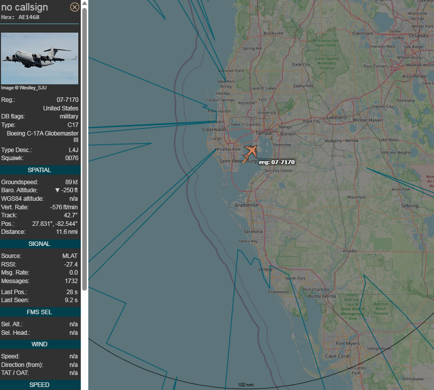 FlconEYES's tweet photo. 07-7170 #AE1468
Boeing C-17A Globemaster III returning #McDill
#AvGeek #ADSB #planespotting #22Dec https://t.co/XGoz55Pf0M
