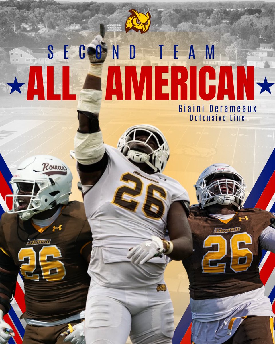 Rowan_Football's tweet image. Giaini Derameaux does it again and brings home the ALL AMERICAN 😤🇺🇸🦉