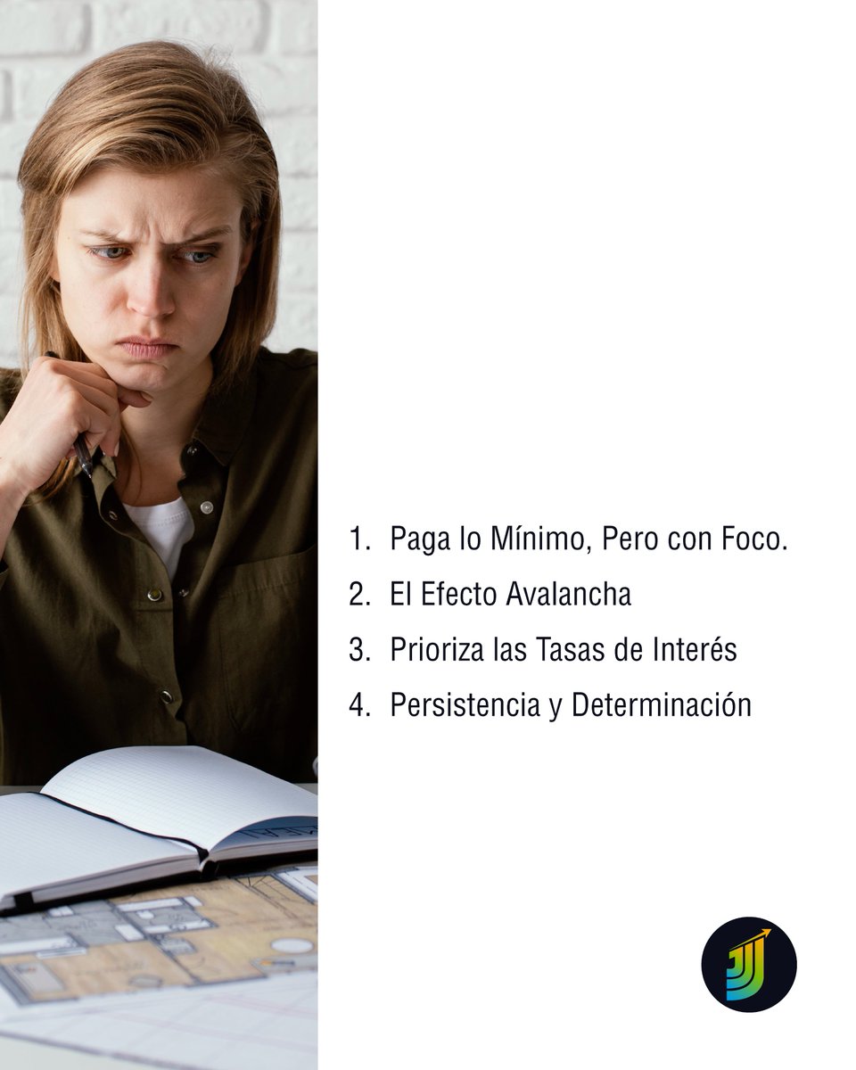 JjGarciaFinanza's tweet photo. 💳 ¿Te preocupan las deudas? Aquí van 4 tips para que puedas manejarlas mejor:
Paga lo mínimo, pero con enfoque: 💵 Asegúrate de cumplir con el pago mínimo de todas tus deudas para evitar recargos, pero enfócate en liquidar una deuda a la vez.
#DeudasBajoControl #PlanDePago https://t.co/DmuT5EIJXP