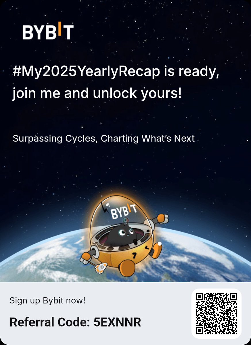 Code_001100's tweet image. Unlock your 2025 recap and chart what’s next with me! New users can also win a 6,135 USDT reward.
#My2025YearlyRecap #BybitRecap #Bybit2025 #CryptoRecap2025 #BybitRecap2025
 bybit.com/en/recap-2025?…