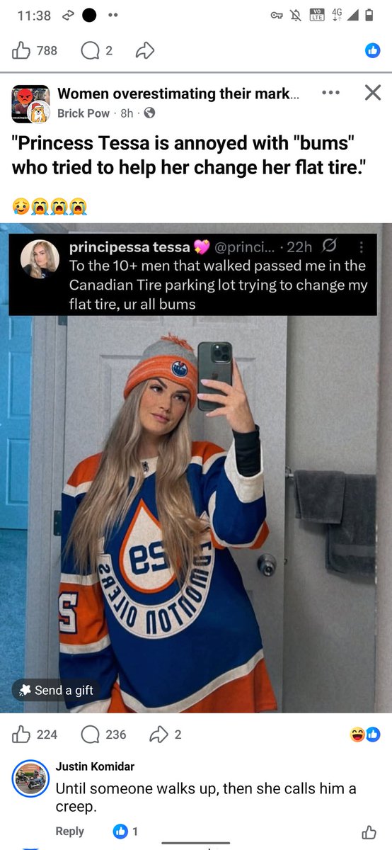 Sicarius0891's tweet photo. @principesstess men aren't obligated to assist your entitled ego. You wanted equality, change your own fucking tires. Fucking narcs. https://t.co/UIxfhTqOw7