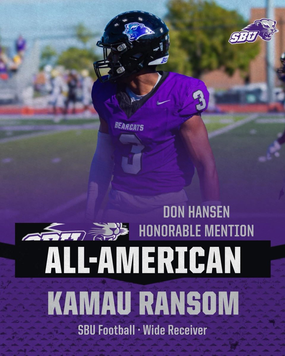 sbubearcats_fb's tweet image. ‼️ALL-AMERICAN‼️

Congratulations to Kamau Ransom &amp;amp; Caleb Saner on receiving Don Hansen Honorable Mention Awards!
#rollcats #sbu #allamerican