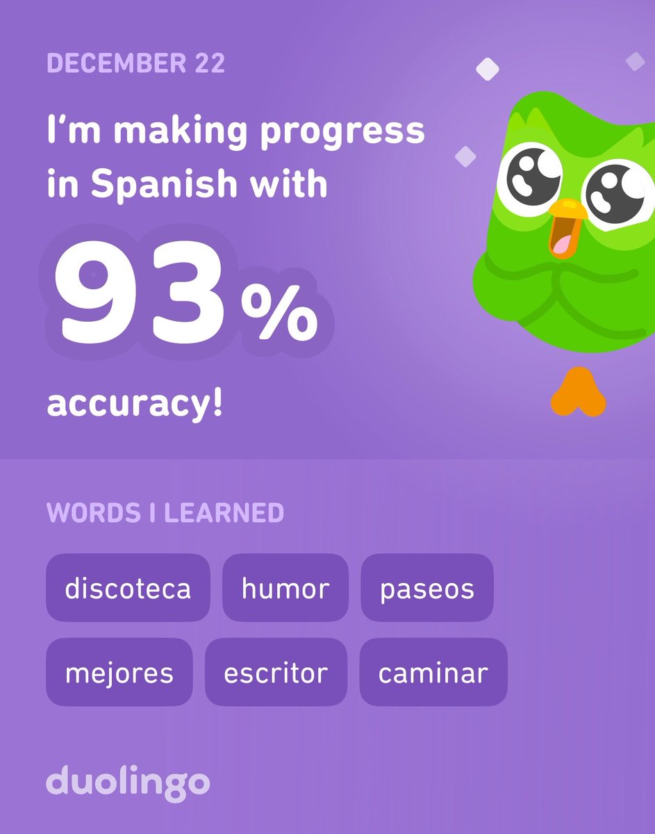 VanRHeath's tweet image. I’m learning Spanish on Duolingo! It’s free, fun, and effective.
