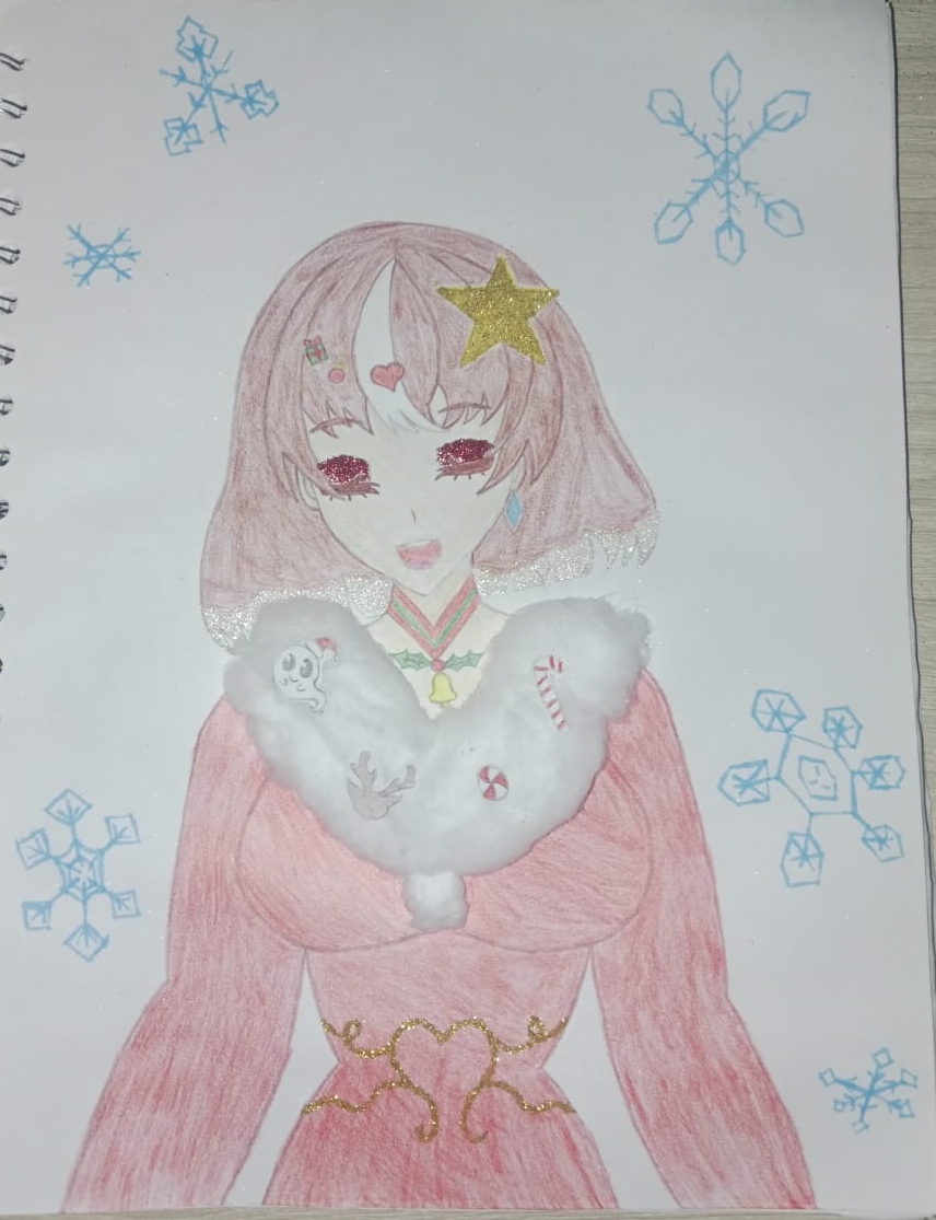 Fanart navideño para <a href="/jazminvtuber/">┆👻┆ JazminVT 💜ヅ</a> hecho con ayuda de mi hermana.
#JazminVTart