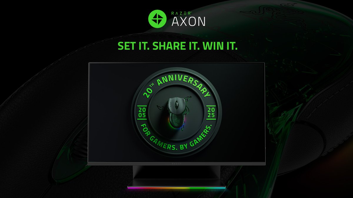 Razer's tweet image. Bring 2000s gaming era back to life. 👾 

Our Boomslang wallpapers inspired by the golden age of gaming are now live on Razer Axon! Apply one to your desktop, share your battlestation on Discord, and enter to win a Razer Boomslang 20th Anniversary Edition. rzr.to/discord