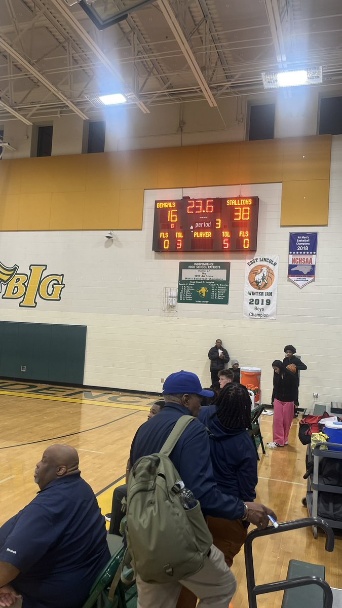 2025 BORDER CLASSIC <a href="/indybball1967/">Independence HS (NC) Boy's Basketball Program</a>

Game 7
Halftime

Queens Grant  38
#4 Allen - 14 points
#12 DeBerry - 6 points

Blythewood  16
#1 Major - 5 points 
#3 Dernell - 5 points