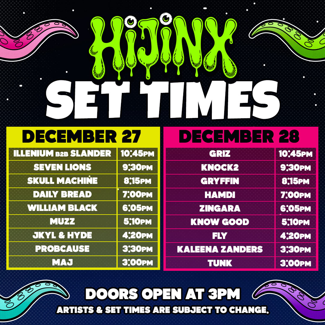 hijinxfest's tweet photo. 🗣️ SET TIMES ARE LIVE 🗣️

HiJINX IS 95% SOLD OUT!  GET IN NOW &amp; START PLANNING YOUR FULL SEND TO PHILLY 👉 https://t.co/Qd1XxzpEeT 👁️ https://t.co/1H5mPTmPoG