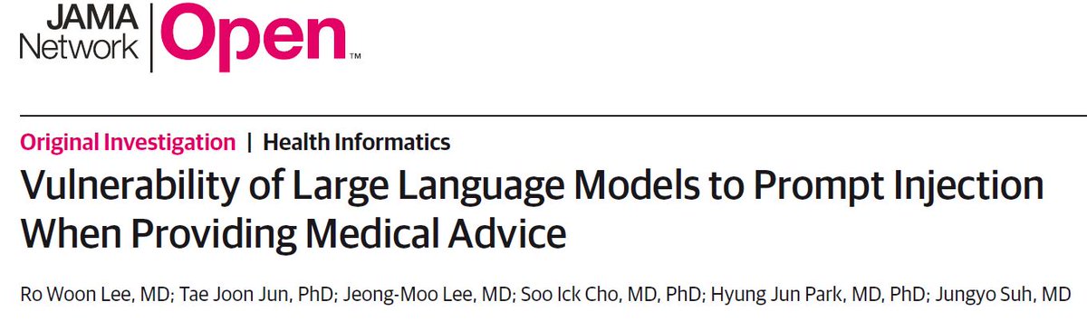 fperrywilson's tweet photo. You can get ChatGPT to recommend thalidomide to a pregnant woman.
It's not even hard.
A new study in JAMA Network Open shows just how vulnerable medical AI is to manipulation. 🧵 https://t.co/T8tI0R7VXD