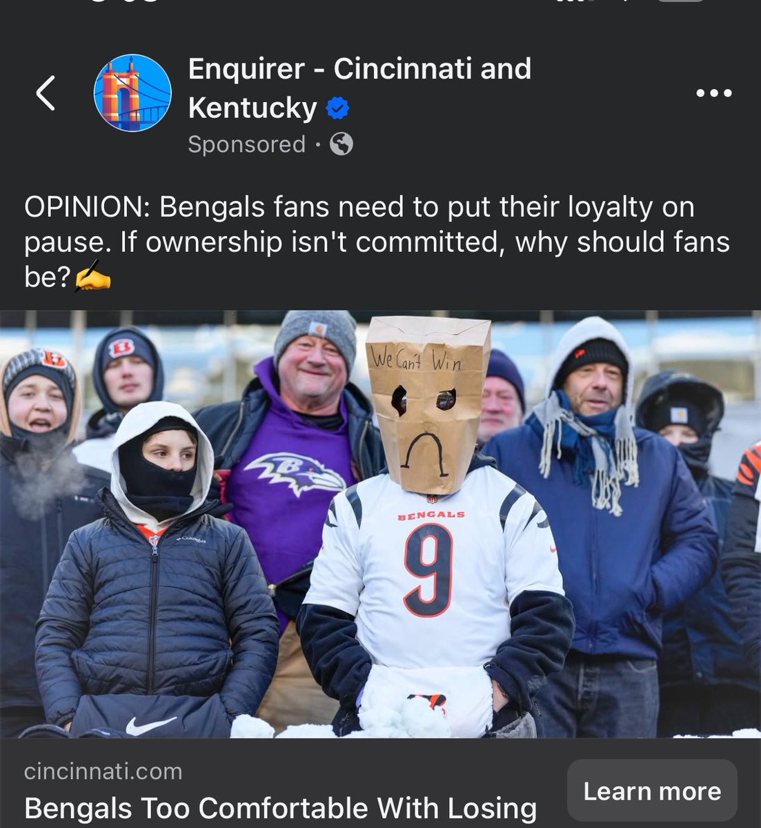 obscure_bengals's tweet image. I disagree with this 100%. Mike Brown wants to win. He’s just stubborn in the way he goes about it &amp;amp; Jared by Modell screwing his father over. The Bengals have been loyal to Cincinnati so I’ll stay loyal through good &amp;amp; bad. I’m not a “fair weather fan”. Hell I was there last week