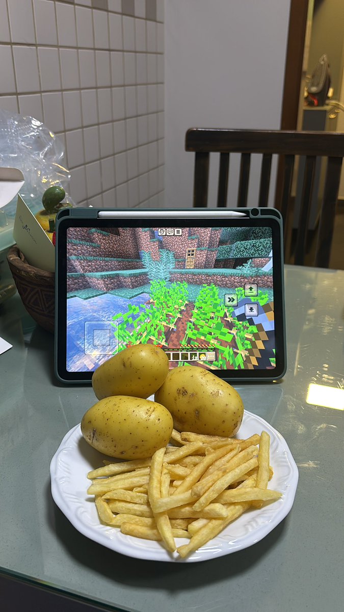 comunidademc's tweet photo. comendo a batata que plantei no minecraft https://t.co/JyHdEbuz3Q