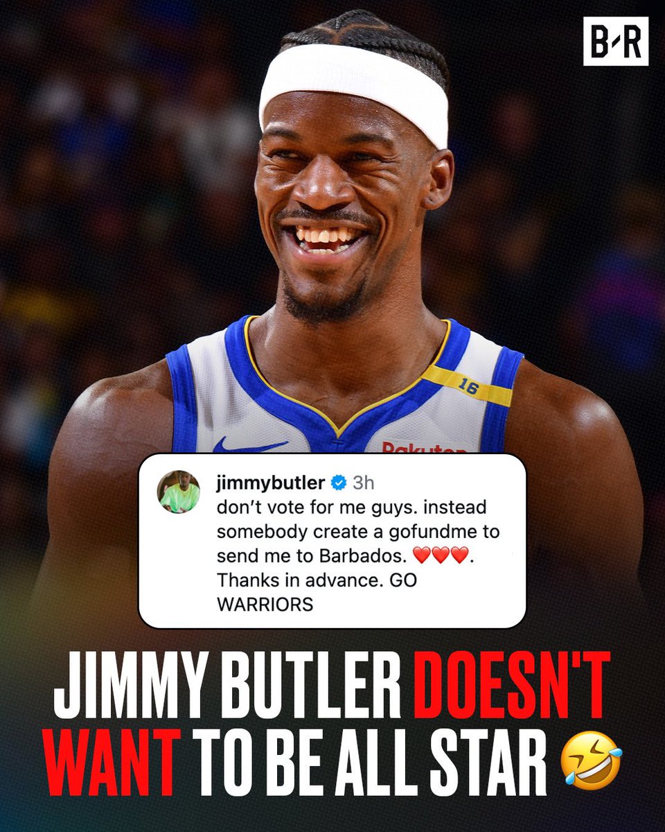 BleacherReport's tweet photo. Looks like Jimmy has other plans for All-Star weekend 😭

(h/t @warriors, @jimmybutler) https://t.co/fxq6SKFQza