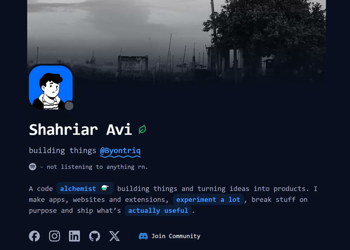 jqueryscript's tweet image. Cooked-folio: Next.js portfolio template with Discord presence, Spotify now-playing, and GitHub contributions. 

TypeScript + Tailwind + Framer Motion. One-click Vercel deploy. All API routes included.

👉 next.jqueryscript.net/next-js/portfo…
