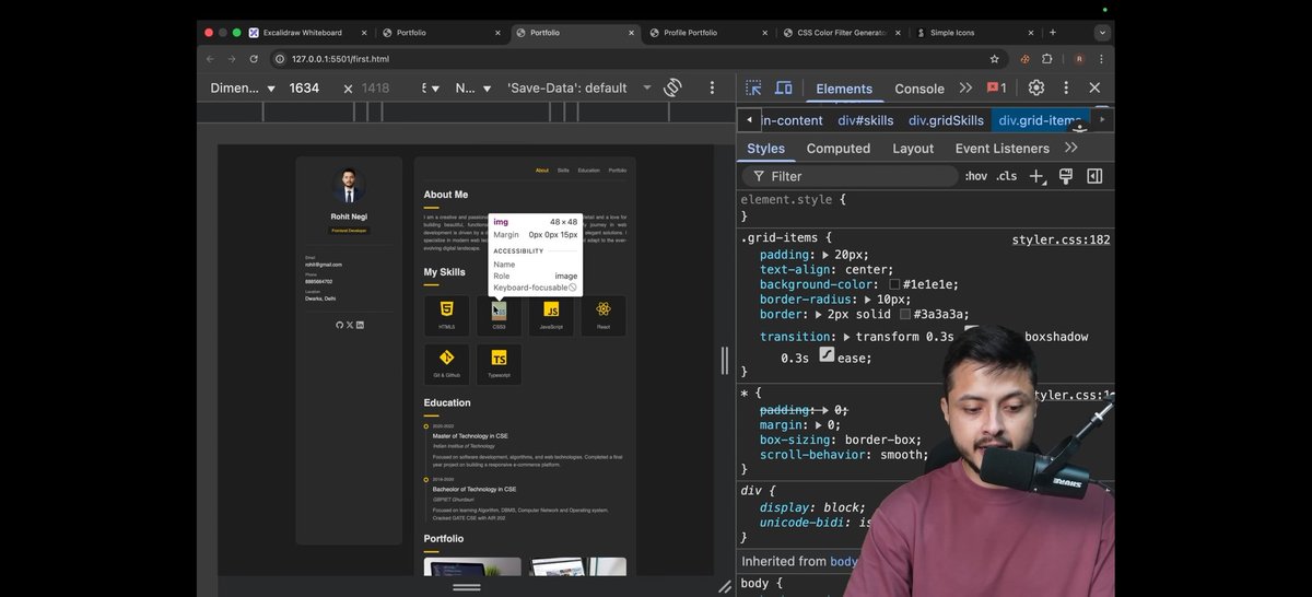 Shivam_thisside's tweet image. #coderArmy #RohitNegi
Completed CSS journey till  👇
• Built my first ever Personal Portfolio Website. 🌐
• Got to refine most of the CSS concepts and responsiveness of a website. 🎯
• Created my first Github Repo today🧑‍💻

PS : You're a good teacher @rohit_negi9 bhaiya  ❤️🤌