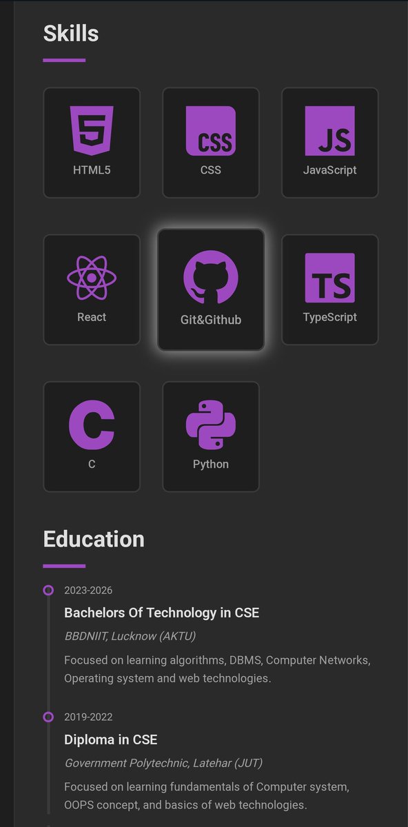 Shivam_thisside's tweet image. #coderArmy #RohitNegi
Completed CSS journey till  👇
• Built my first ever Personal Portfolio Website. 🌐
• Got to refine most of the CSS concepts and responsiveness of a website. 🎯
• Created my first Github Repo today🧑‍💻

PS : You're a good teacher @rohit_negi9 bhaiya  ❤️🤌