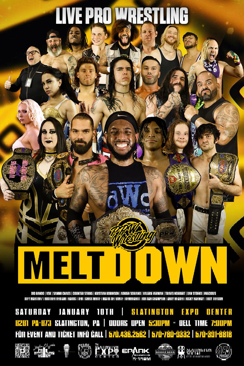 PPWProWrestling's tweet image. The Road to Meltdown is in full swing, and that means one thing: another amazing @bm2kx poster!

Get your Meltdown tickets now at ppwwrestling.com/shop

📍: The Slatington Expo Center, Slatington, PA
⚡️: PPW Spark starts at 5:15!
🚪: 6 PM
🔔: 7 PM