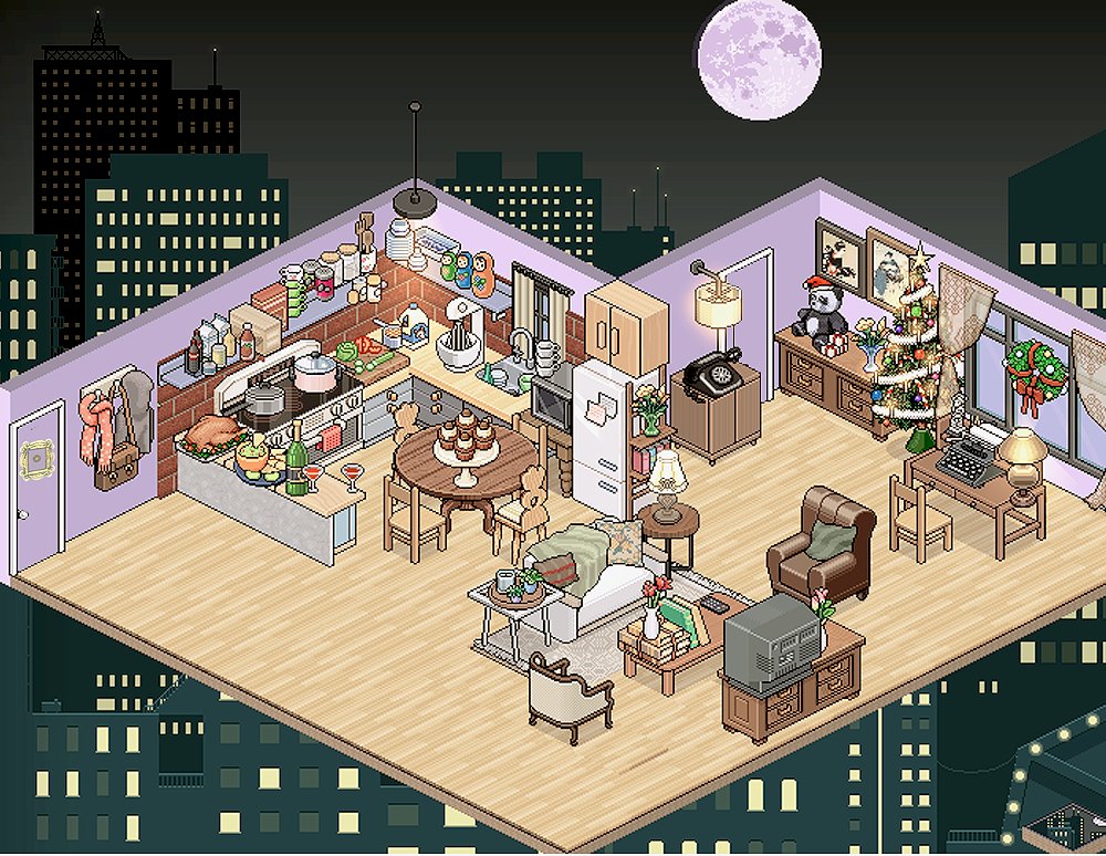 apartamento de mónica &amp; rachel (friends) en navidad🎄♡ lo hice en <a href="/habboxfrance/">Habbox</a> <3