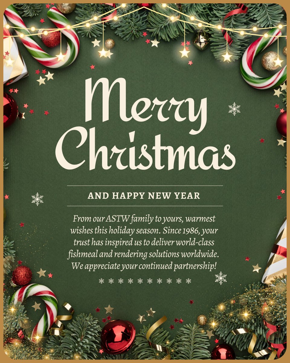 asthaiworks's tweet image. From our ASTW family to yours, warmest wishes this holiday season. Merry Christmas &amp;amp; Happy New Year! 🎊🎉🎉

#ASTW #fishmeal #rendering #machine #SeasonsGreetings