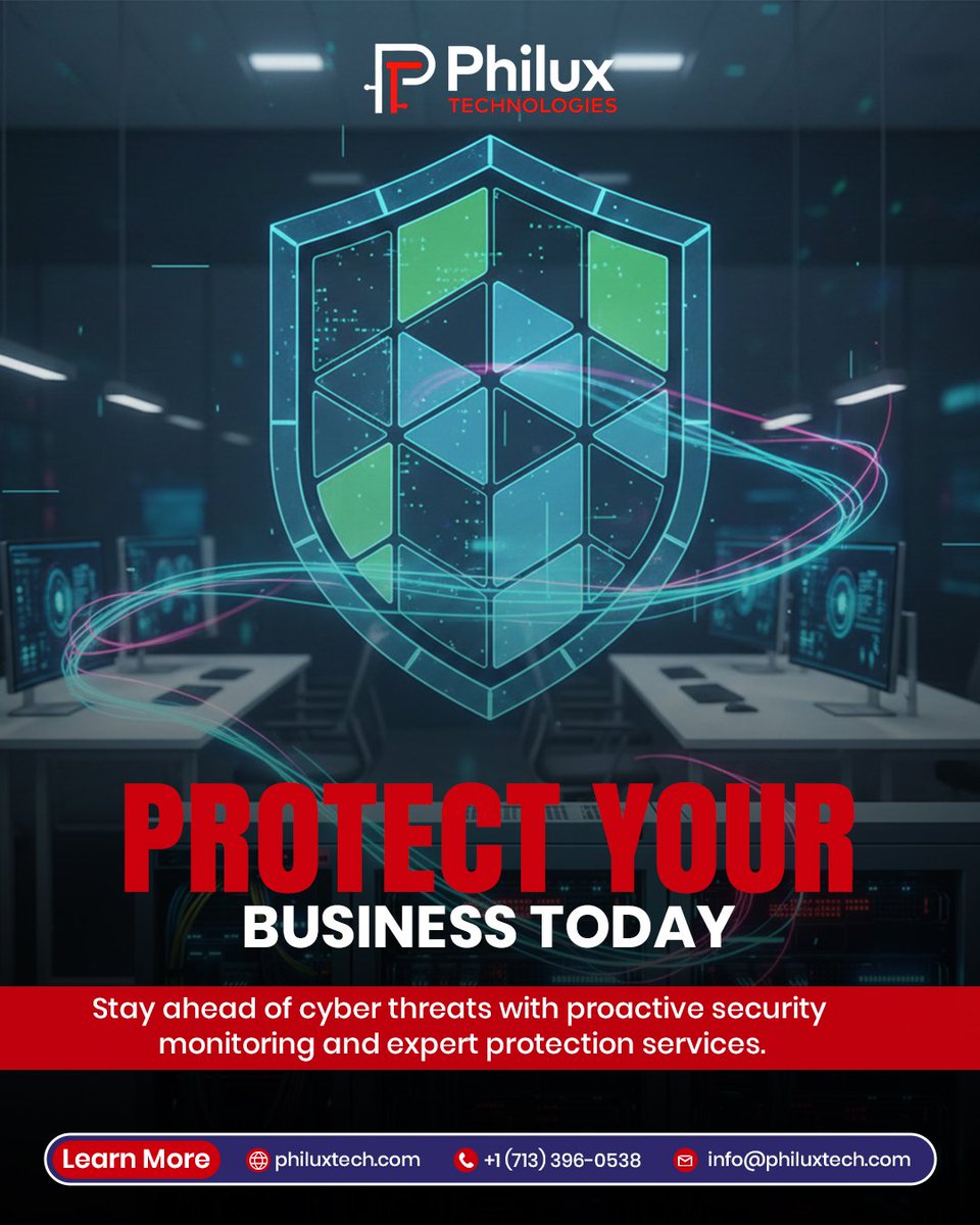 PhiluxTech's tweet photo. Philux Technologies helps you stay ahead with proactive security monitoring and expert cyber protection designed to safeguard your business before risks turn into losses.
Secure your systems today → https://t.co/6N6kbEnCom

#CyberSecurity #BusinessProtection #Philuxtech https://t.co/KoUknRNYAc