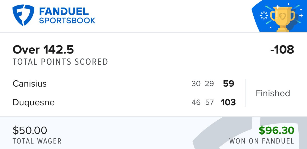 Sending Day 2 to everyone who
REPOSTS + REPLIES 👇

🪜 $50 → $10,000 Challenge 🪜

Canisius / Duquesne O 142.5 (-108) ✅

Who’s climbing to $10,000 with me? 🚀