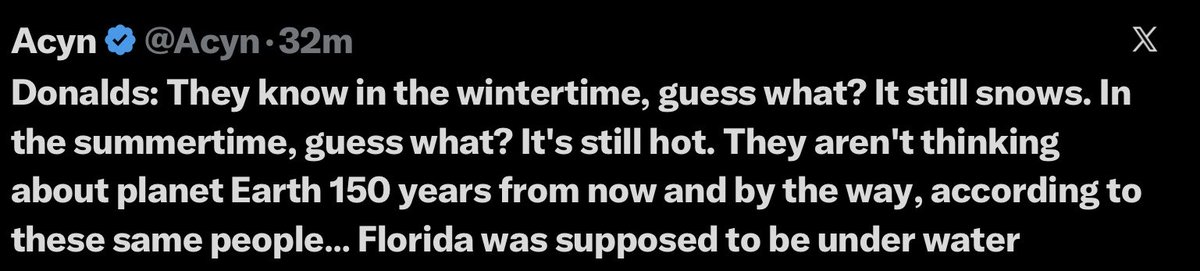 Bstan69rr's tweet image. It must suck to spend your life hoping coasts will flood, farmers’ fields will burn up or floods will wipe out cities.

Why? 

Is it because you were told that would happen? Is it because you want to believe it? Otherwise, everything you were told and believe would be wrong.