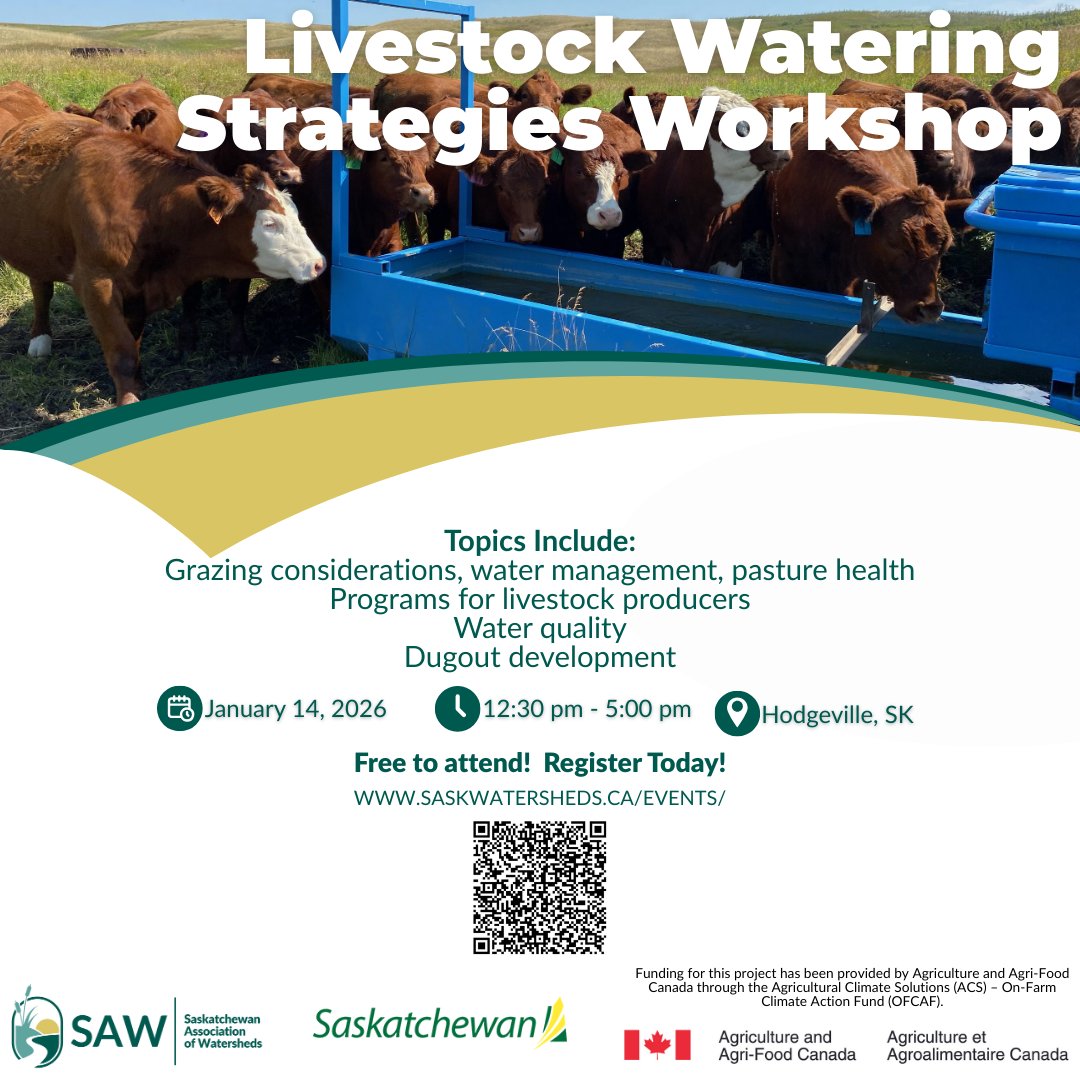 We’re co-hosting a workshop on livestock watering strategies this January in Hodgeville! Learn about efficient, sustainable systems, yr-round watering &amp; rotational grazing. Join us for expert insights + practical solutions.
#LivestockManagement #AgInnovation #SustainableRanching
