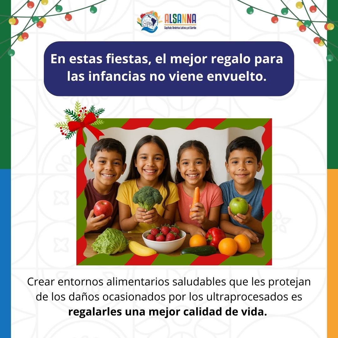 Elige proteger la salud durante estas celebraciones de fin de año.

Desde #ALSANNA hacemos un llamado a las familias para acercar a las infancias y adolescencias a un estilo de vida más saludable, empezando por una alimentación con alimentos frescos y naturales.
