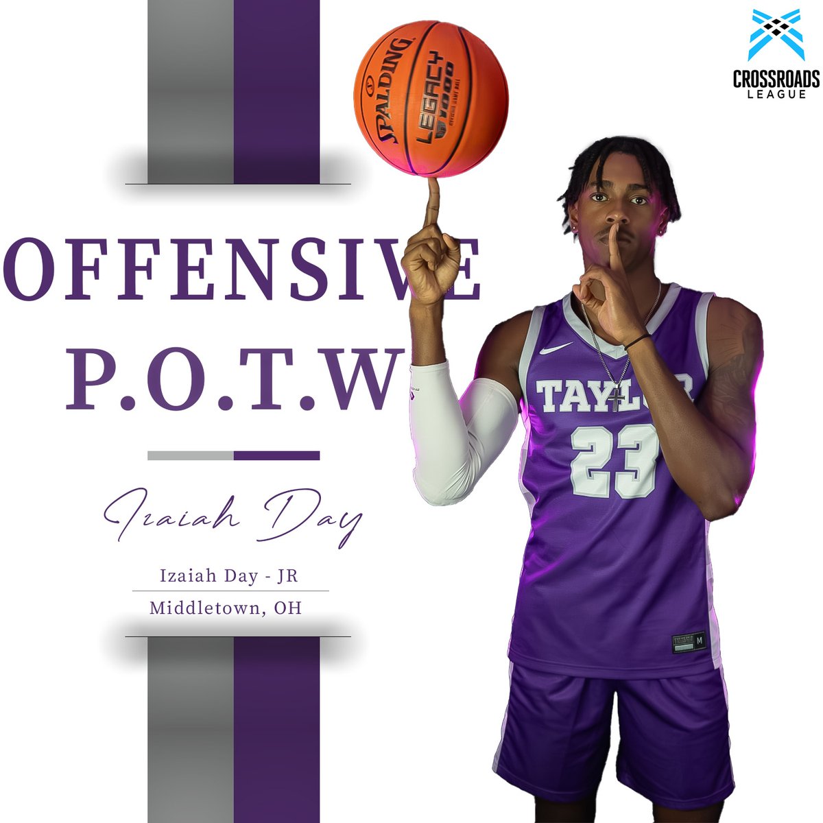 Congratulations to Izaiah Day on winning Crossroads League Offensive Player of the Week! #TSU