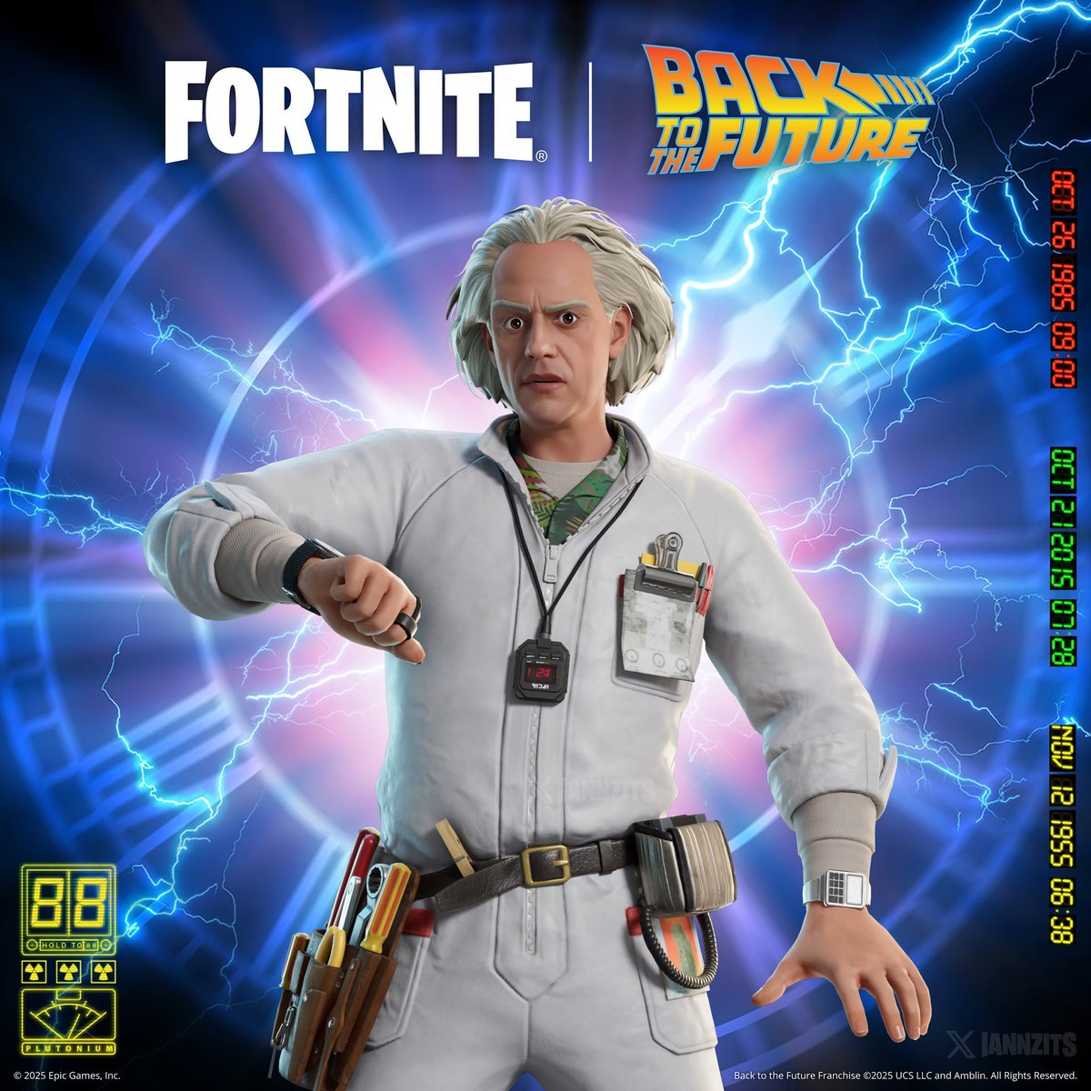 SamLeakss's tweet photo. BEST LOOK AT DOC BROWN IN FORTNITE 🔥

(VIA @iannzits) https://t.co/zQe8MYhlpW