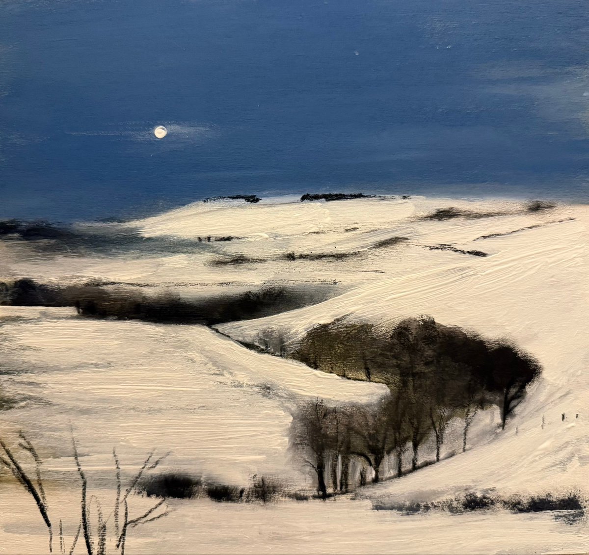 womensart1's tweet image. 'Hyden Hill' by contemporary Welsh painter Sarah Evans #womensart ❄️