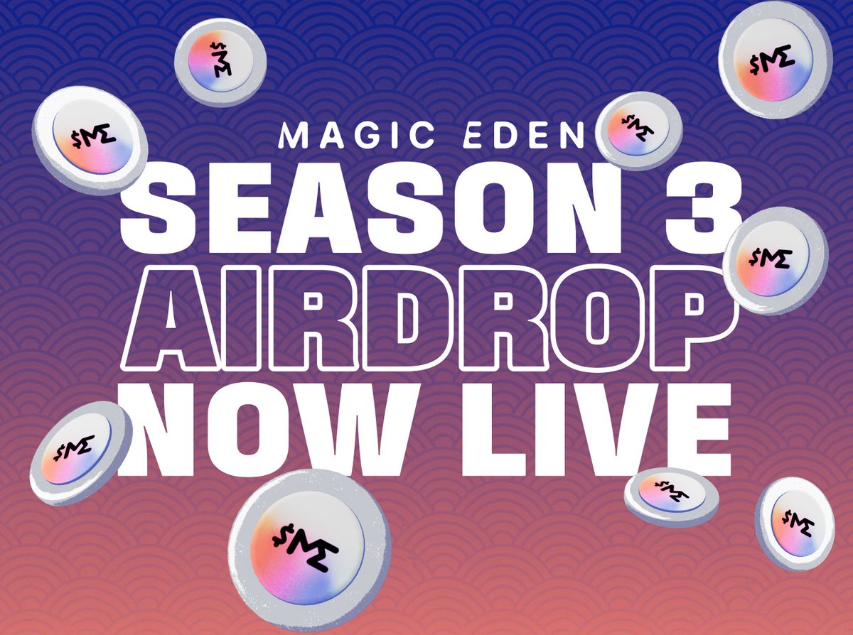 Season 3: complete. 12,000,000 $ME airdropped. Respect to the grinders, the  pack rippers, and the maniacs who kept S3 entertaining. On to S4 🪄