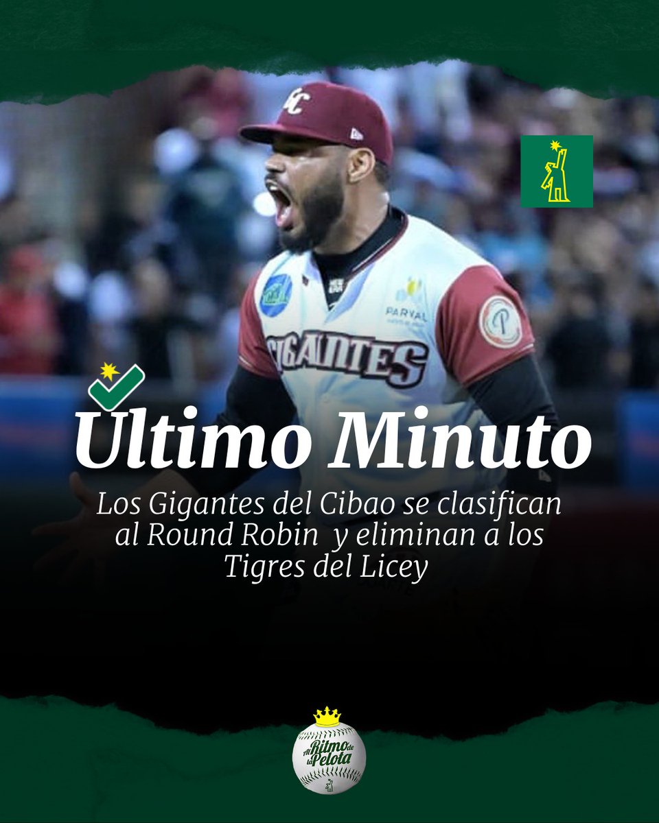 DiarioLibre's tweet photo. ⚾ | #AlRitmodelaPelotaDL | Los Gigantes del Cibao se clasifican al Round Robin  y eliminan a los Tigres del Licey 

#DiarioLibre #PelotaInvernal #DeportesDL #GigantesdelCibao #TigresdelLicey #Béisbol #EstadioJJavier #PelotaDL https://t.co/vysFDX9xve