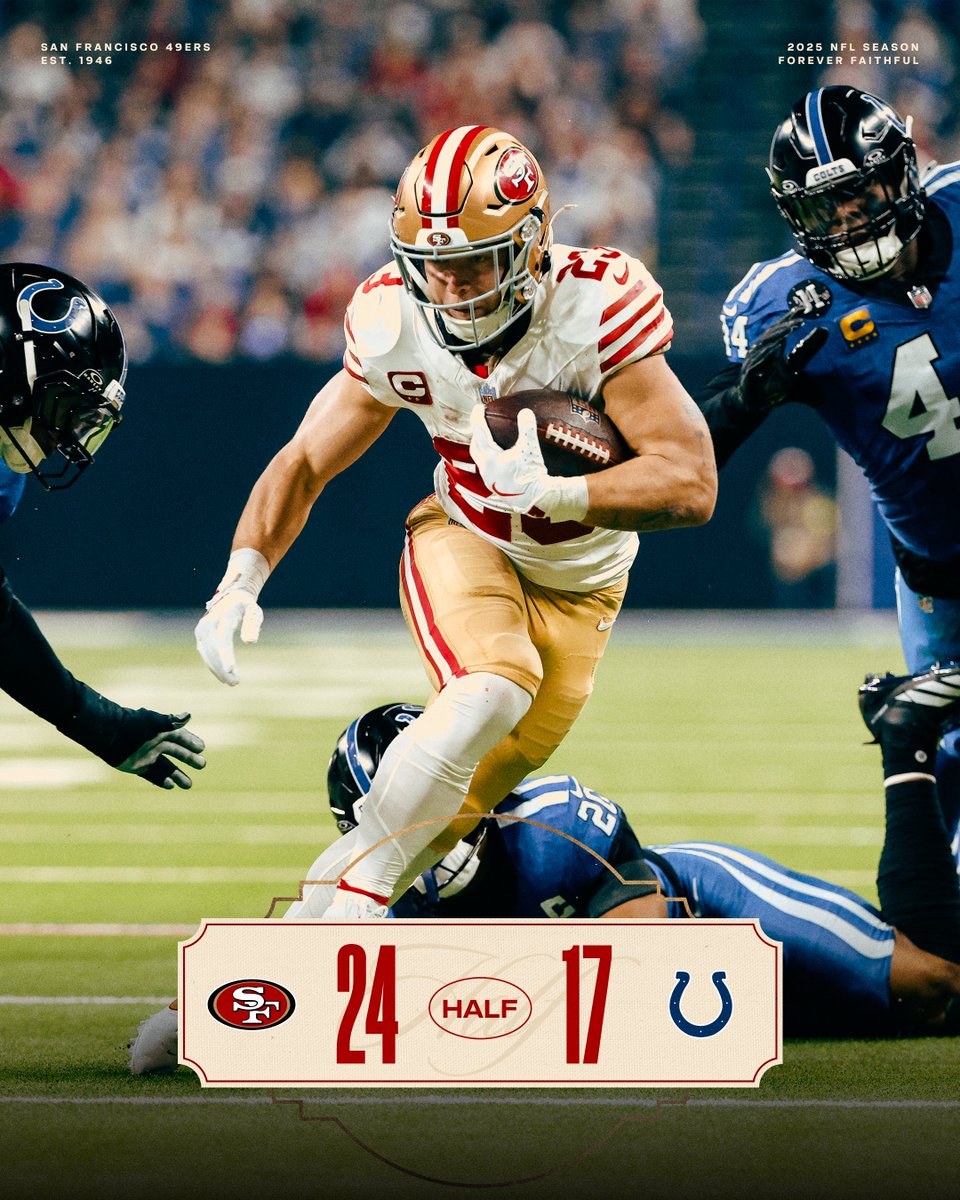 49ers's tweet image. At the half.