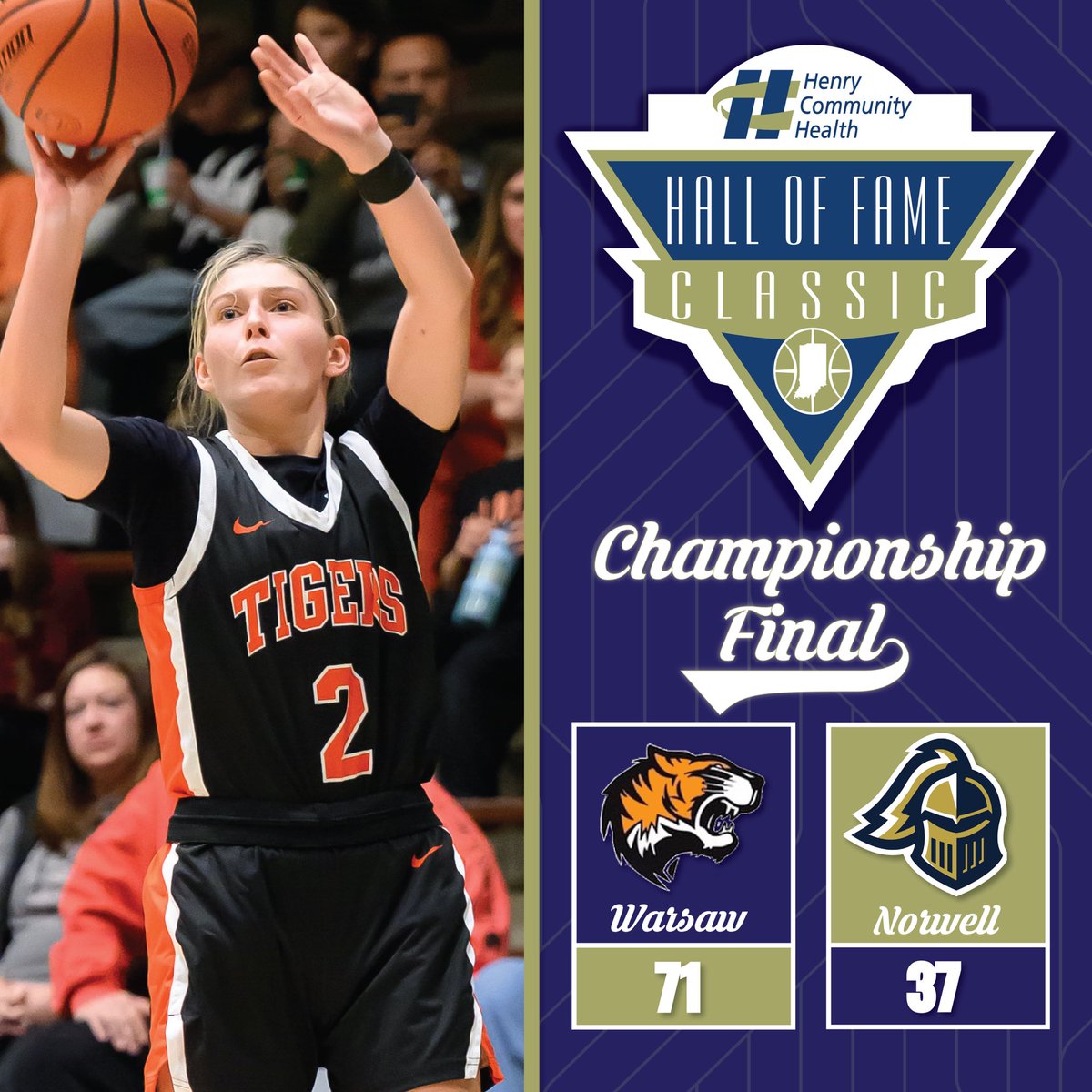 HoopsHall's tweet photo. Warsaw put on an absolute show today! 🏆 Your 2025 Henry Community Health Girls’ Hall of Fame Classic champions are the Warsaw Lady Tigers!

A huge thank you to the teams, fans, volunteers, and everyone who made today such a special event. We’ll see everyone bright and early tomorrow for the boys’ tournament!

#HOFClassic2026 | #IN49OtherStates 🏀