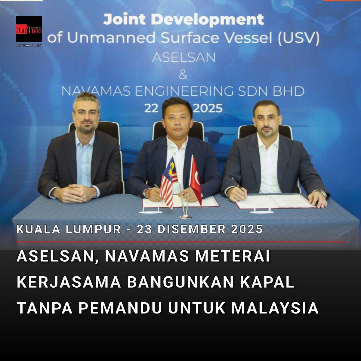 TheAirTimes's tweet image. ASELSAN dan NAVAMAS jalin kerjasama bangunkan USV buatan tempatan bagi menyokong keperluan TLDM dan Maritim Malaysia.
@TCKualaLumpurBE
#AirTimes #ASELSAN #USV #Pertahanan #Maritim

Berita penuh: airtimes.my/2025/12/23/ase…